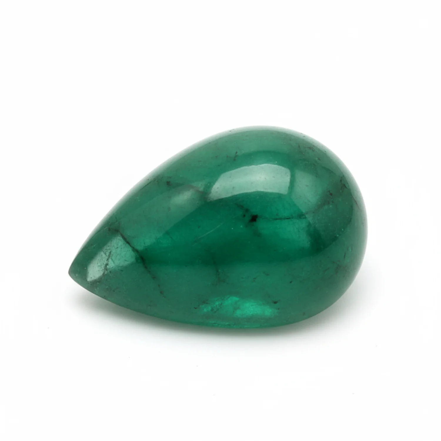 Emerald 1PC Medium 7x10 MM Pear Cabochon Green Lustrous Precious Gems - Image 2