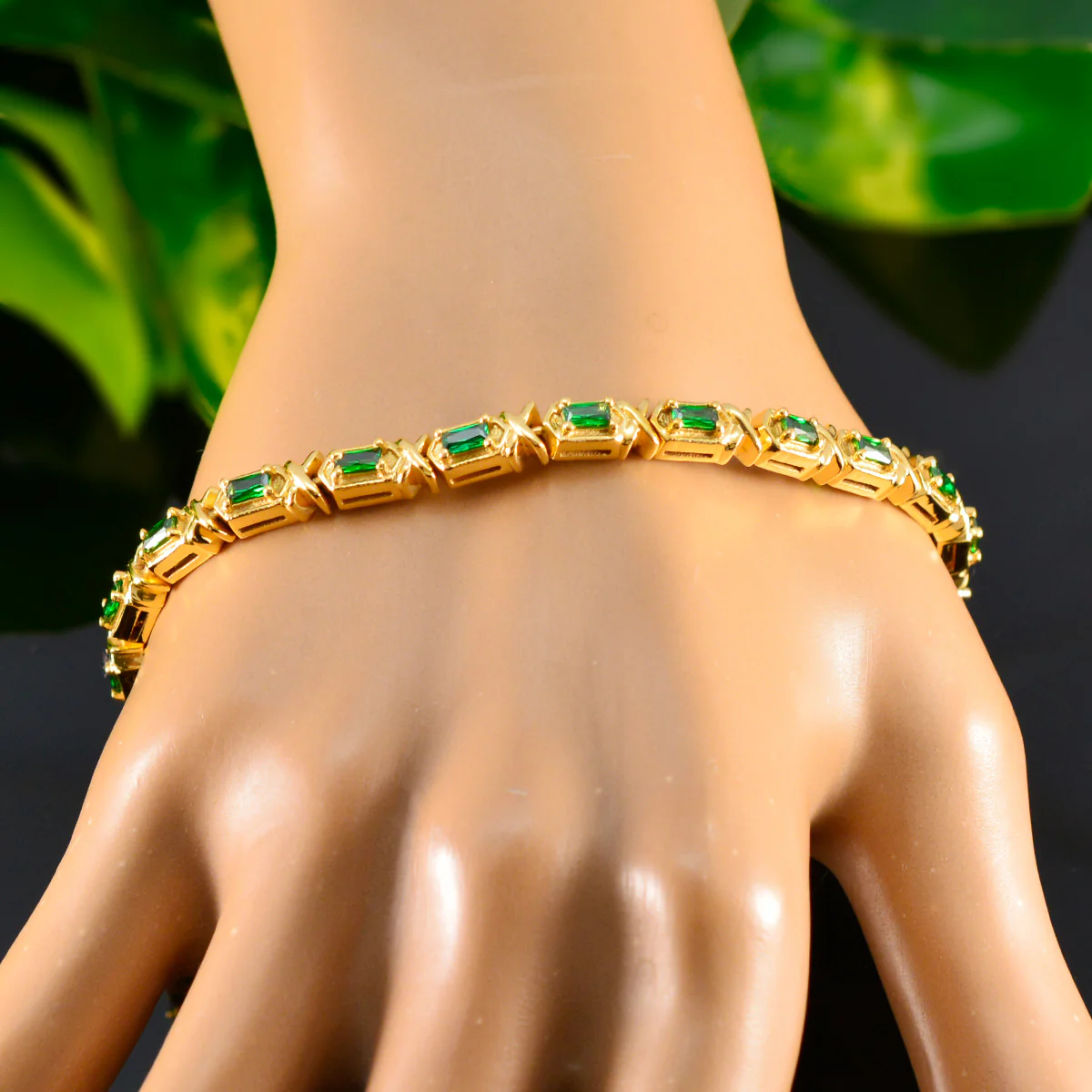 Emerald CZ Amazon Prime Day Eye-catching Green Silver Tennis Bracelet - Image 4
