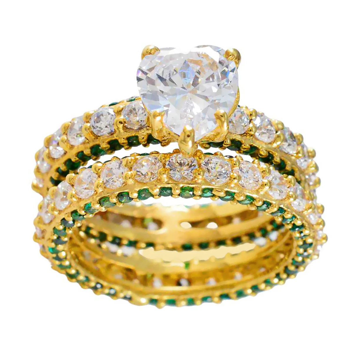 Emerald CZ Halo American Sterling Silver Green Gemstones Eye-catching Love Ring Jewellery - Image 3