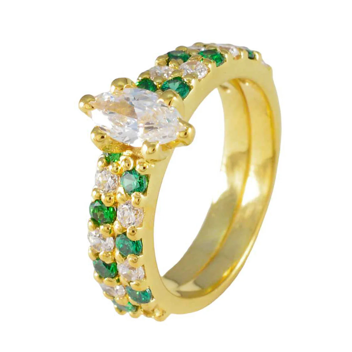 Emerald CZ Halo Latin American Sterling Silver Green Gemstone Whisper-thin propsel Ring Jewellery - Image 2