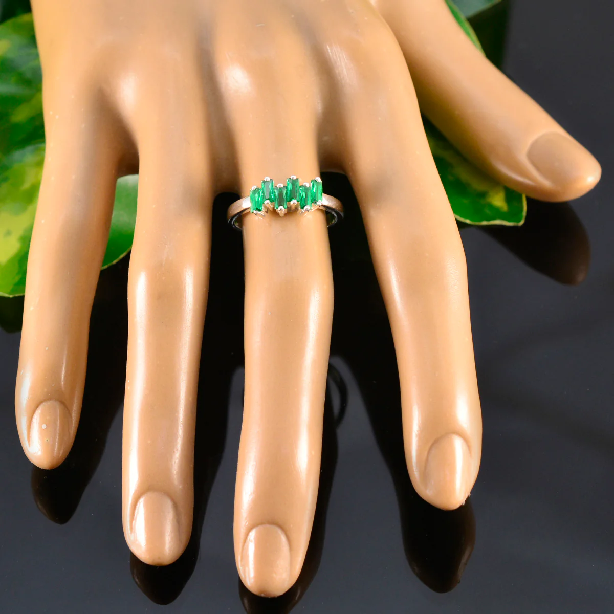 Emerald CZ Hexa Turkish 925 Sterling Silver Green Gems Delicate Trendy Ring Jewellery - Image 5