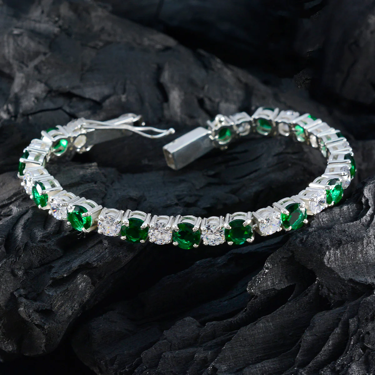 Emerald CZ hollywood Essential Green 925 Silver Tennis Bracelet - Image 5