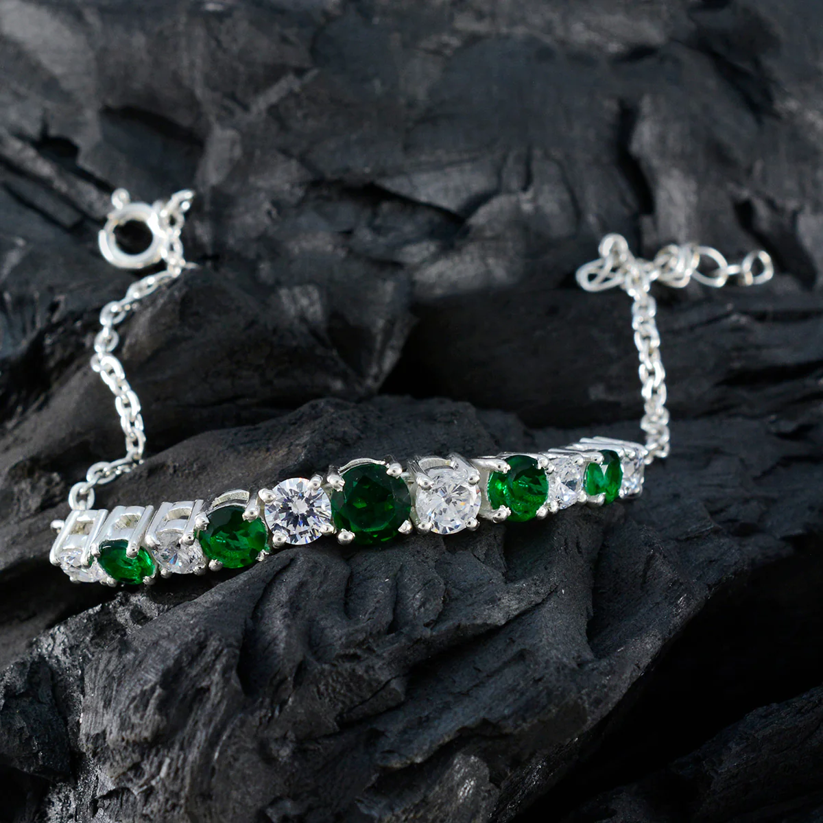 Emerald CZ Holy Week Whisper-thin Green Silver Tennis Bracelet - Image 5