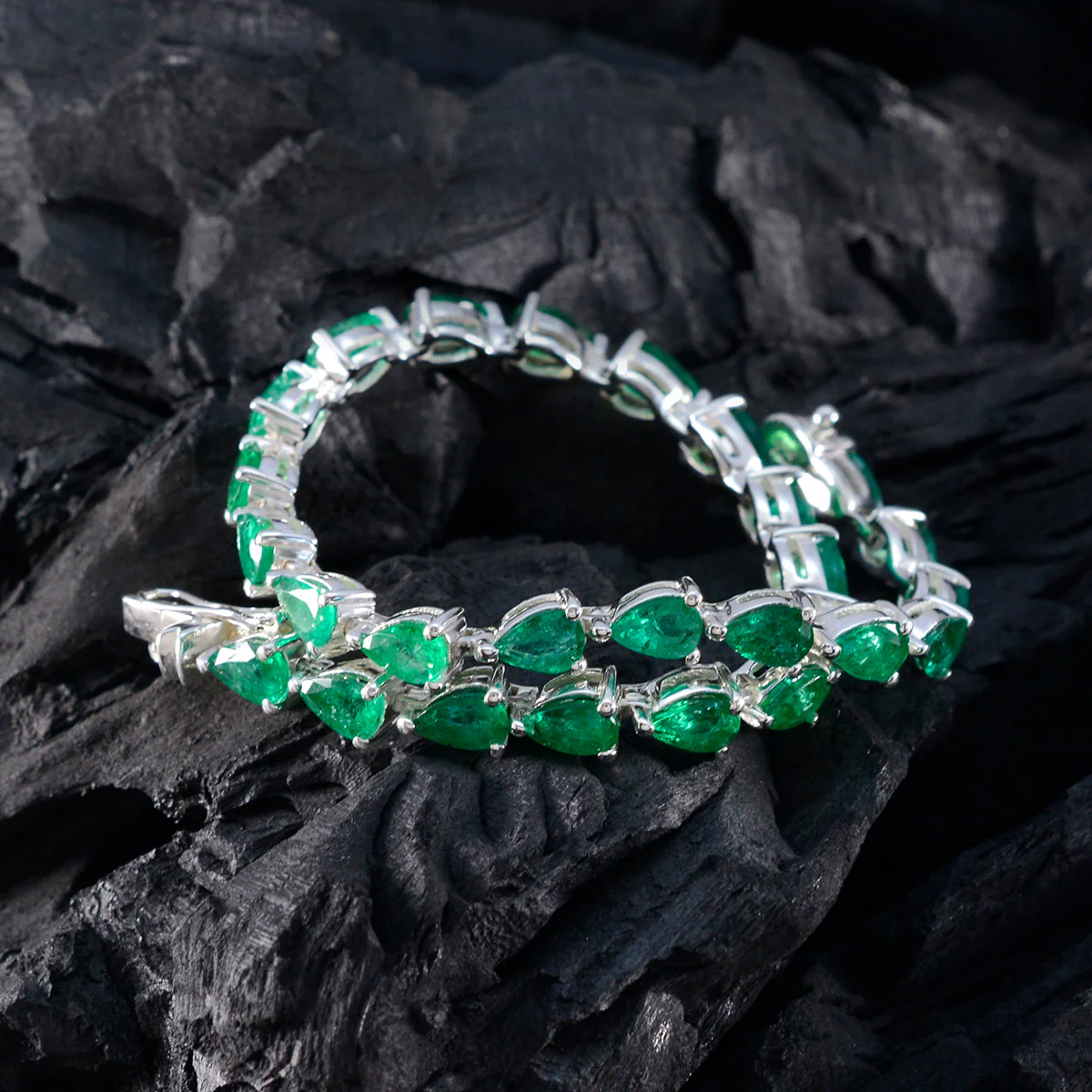 Emerald CZ Independence Day Tiny Green Silver Tennis Bracelet - Image 5