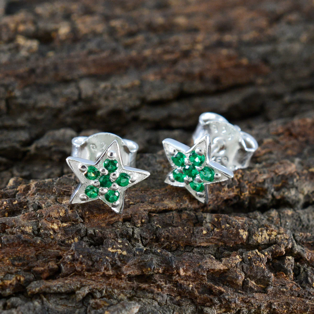 Emerald CZ Mexican Paula multiple Stud Green Sterling Silver Earring - Image 3
