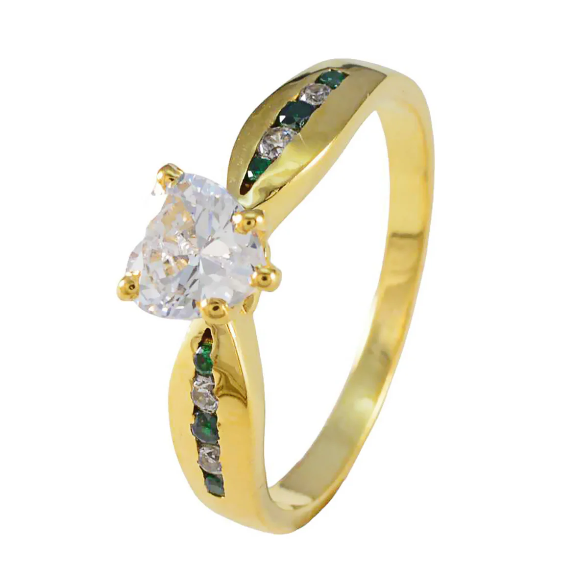 Emerald CZ multiple American 925 Sterling Silver Green Gemstone Whisper-thin wedding Ring Jewellery - Image 2