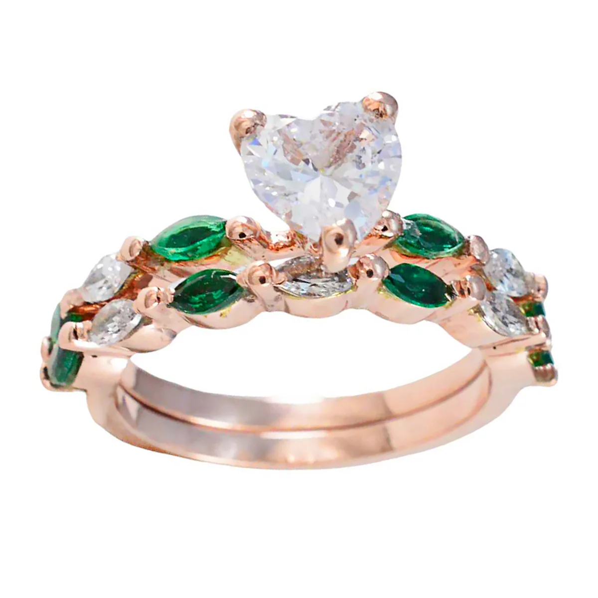 Emerald CZ multiple American Sterling Silver Green Gemstone Whisper-thin Engagement Ring Jewellery - Image 3