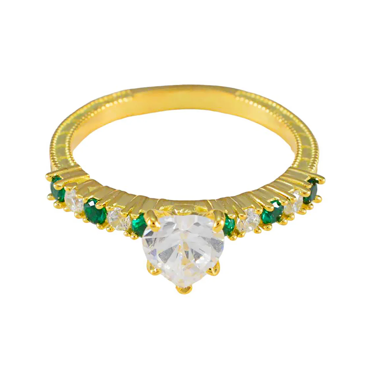 Emerald CZ multiple Indian 925 Silver Green Gemstone Delicate Abstract Ring Jewelry