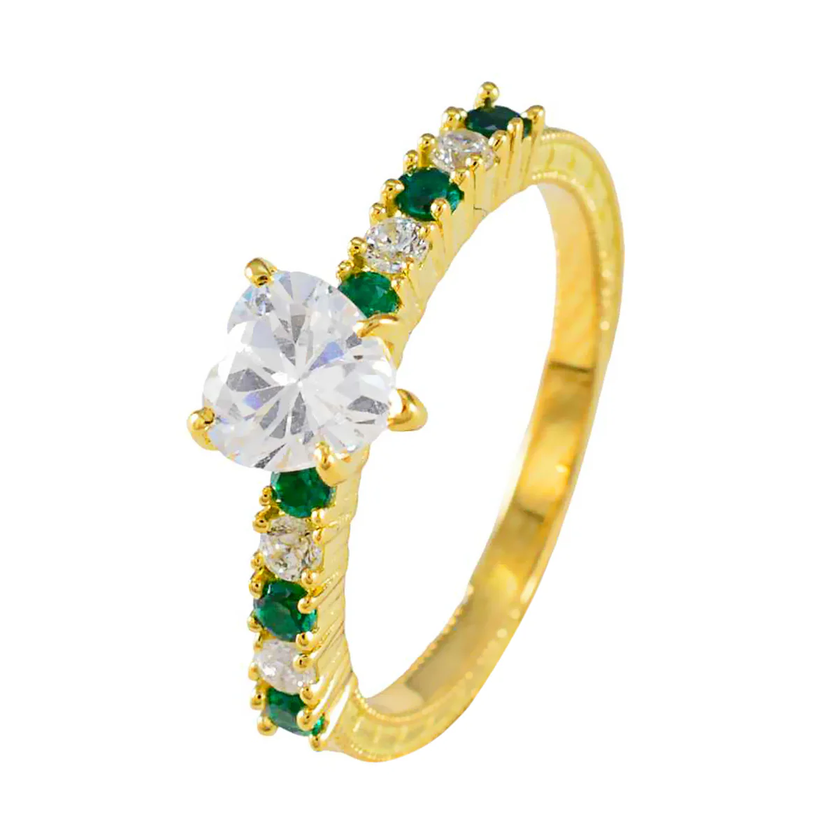 Emerald CZ multiple Indian 925 Silver Green Gemstone Delicate Abstract Ring Jewelry - Image 2