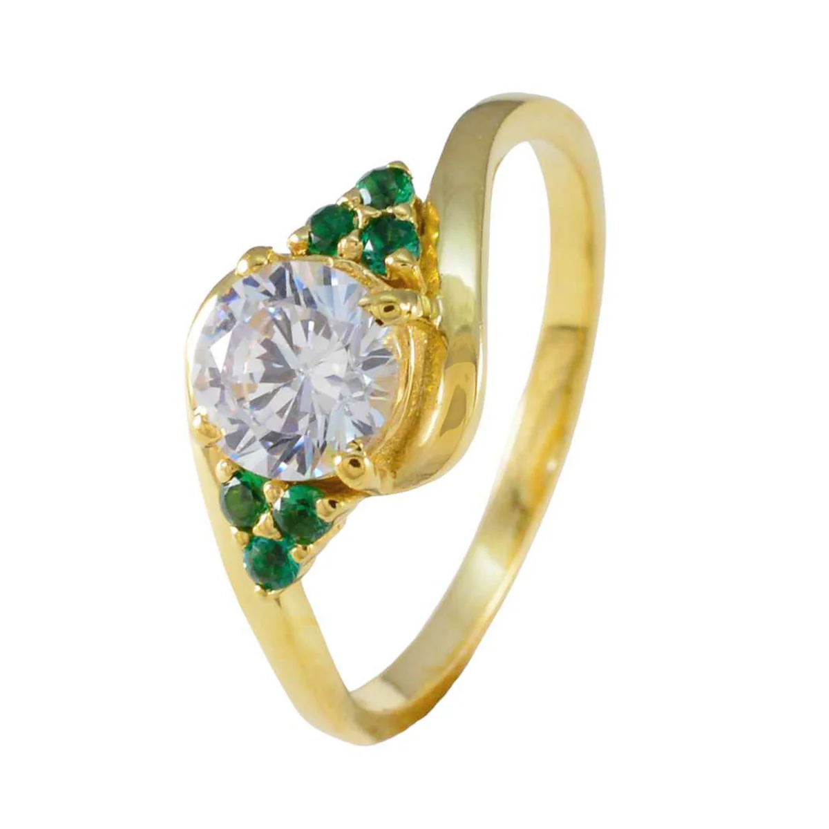 Emerald CZ multiple Indian Sterling Silver Green Gemstones Delicate Romantic Ring Jewelry - Image 2