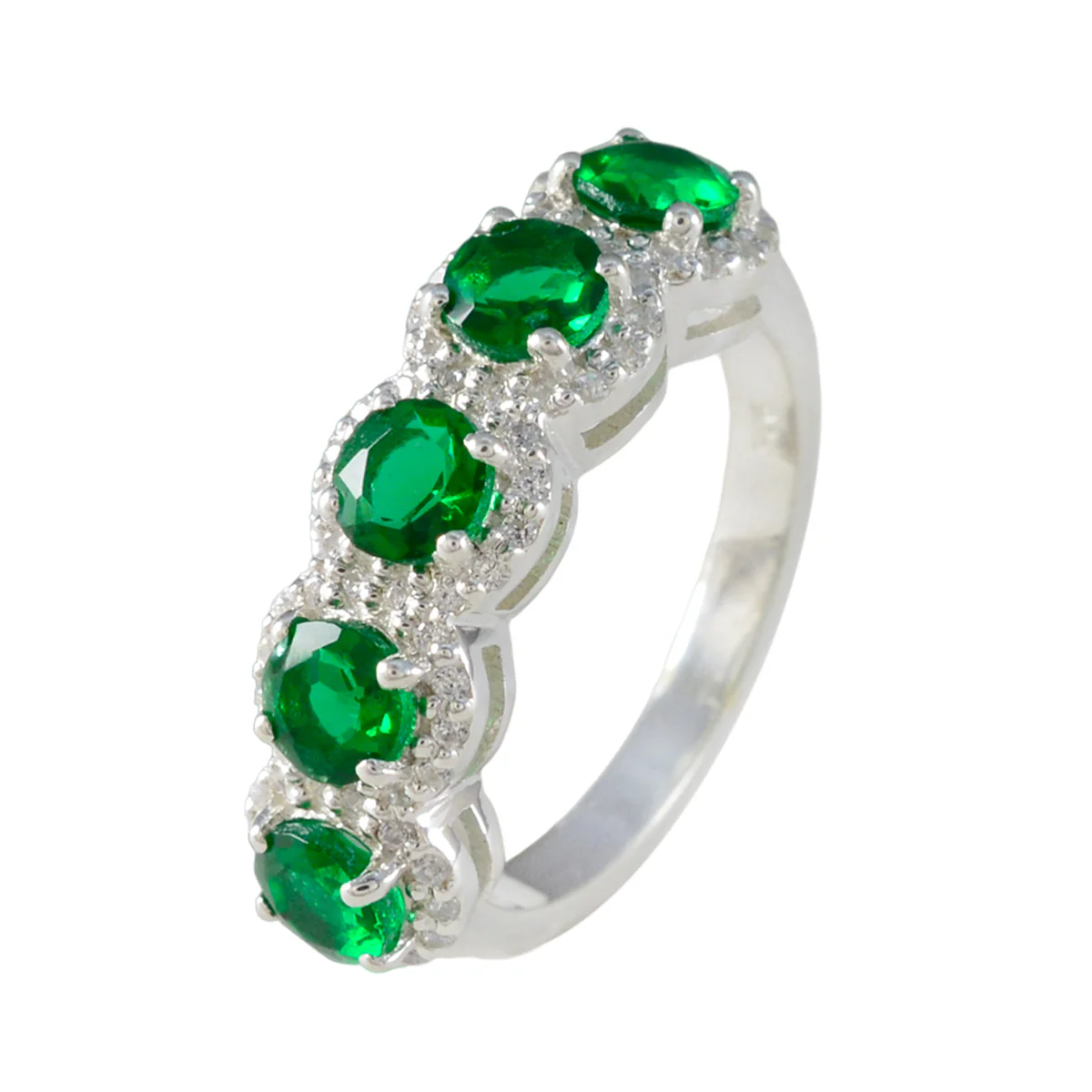 Emerald CZ Penta Japanese 925 Sterling Silver Green Gemstone Whisper-thin Fairytale Ring Jewelry - Image 2