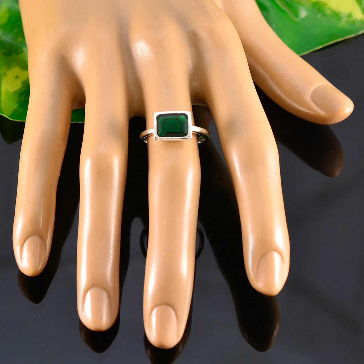 Emerald CZ Solitaire Turkish 92.5 Silver Green Gemstones Delicate Luxurious Ring Jewellery - Image 5