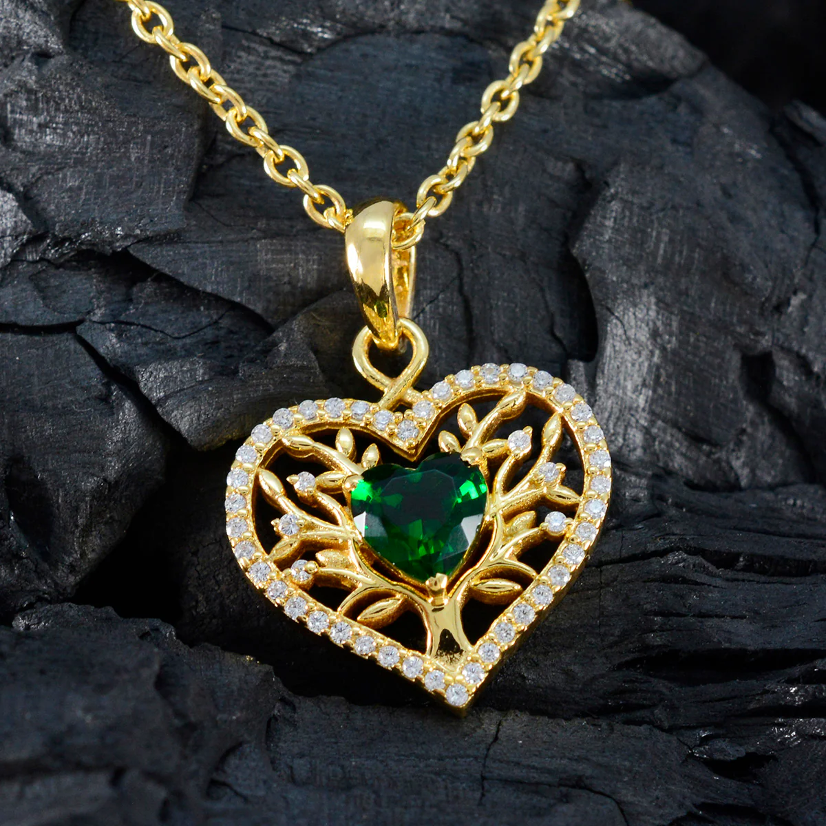Emerald CZ Statement Indian 925 Silver multiple Saanvi Rope-Wire Green Pendant Jewelry - Image 3