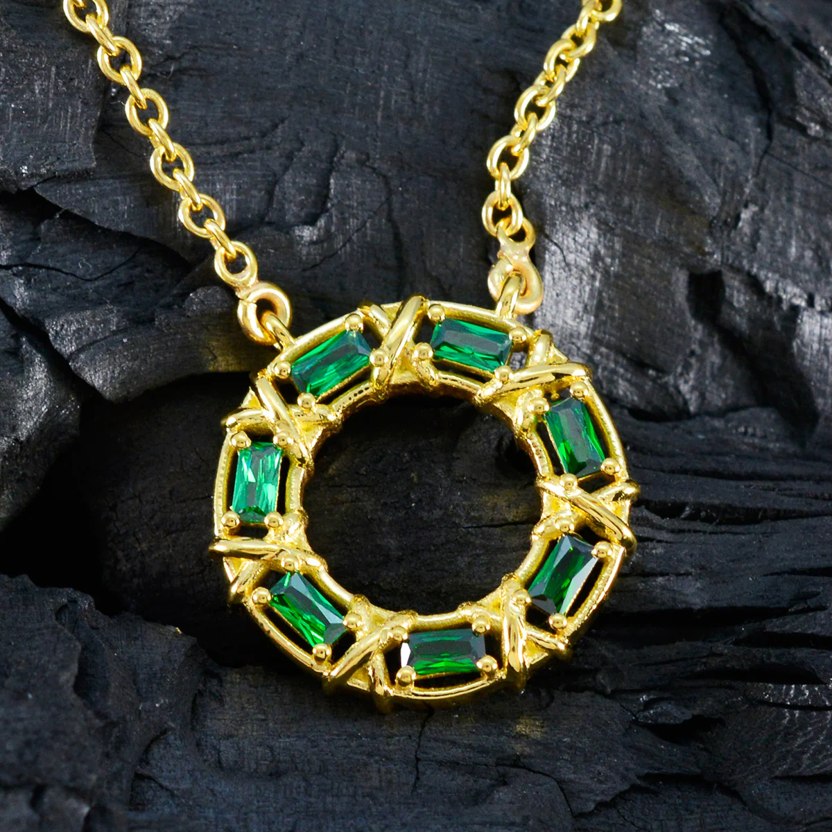Emerald CZ Statement Russian 92.5 Silver Hepta Yasmine Glamorous Green Pendant Jewellery - Image 3