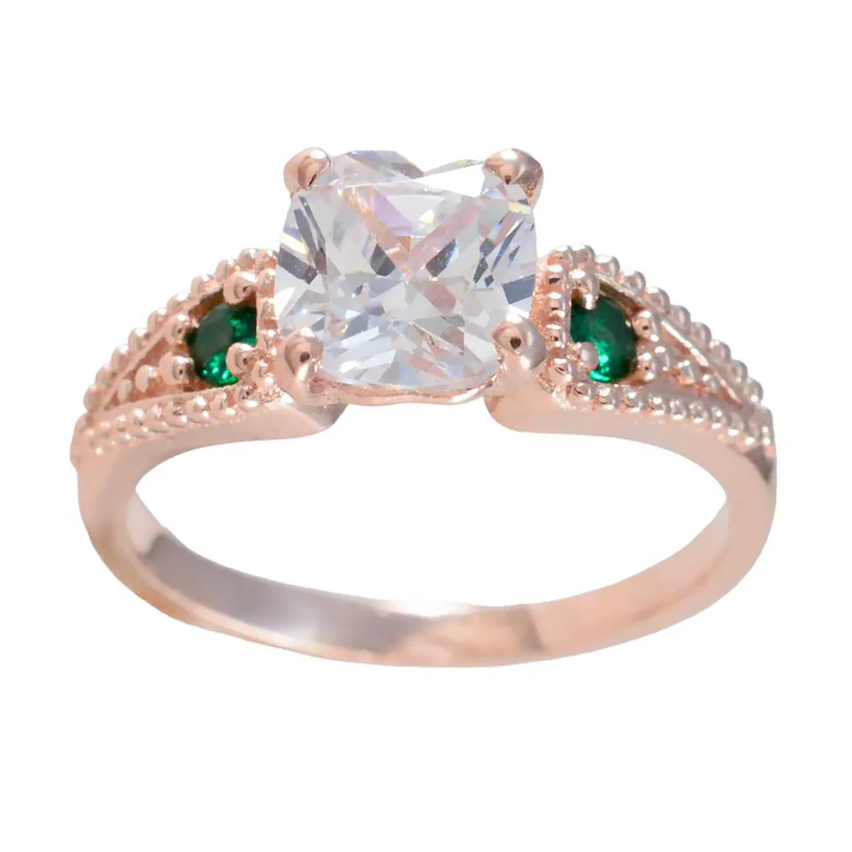 Emerald CZ Trilogy Korean 92.5 Silver Green Gems Whisper-thin Promise Ring Jewelry - Image 3
