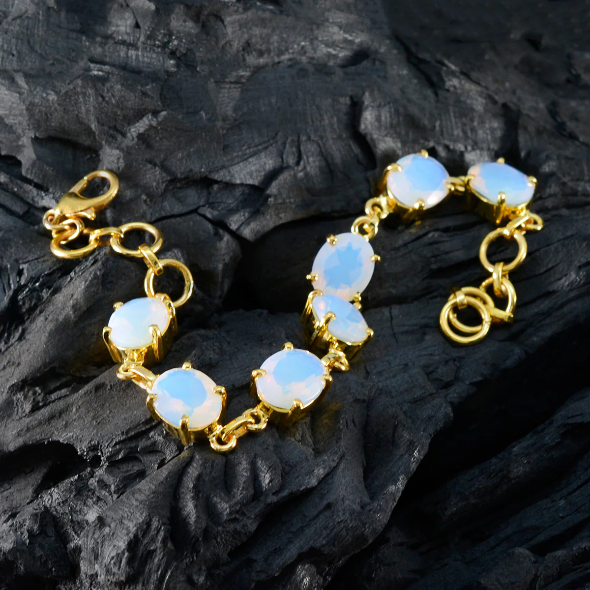 Fire Opal Annual Grammy Awards Slim White Silver Links Bracelet - Image 3