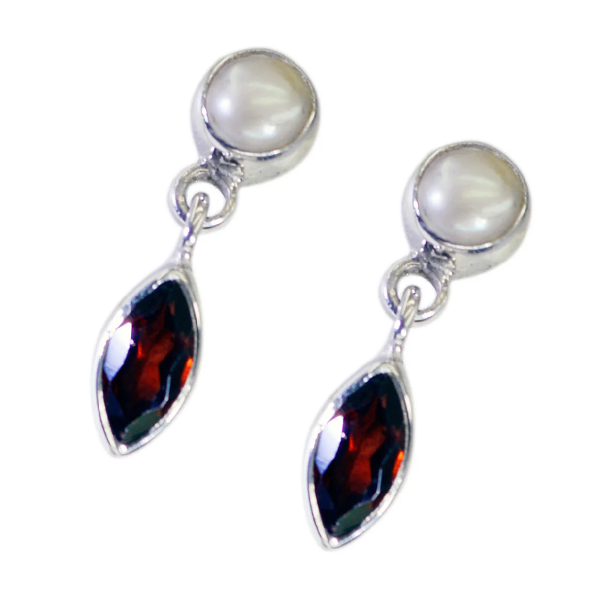Garnet African Greta multiple Stud Red 925 Sterling Silver Earring - Image 2