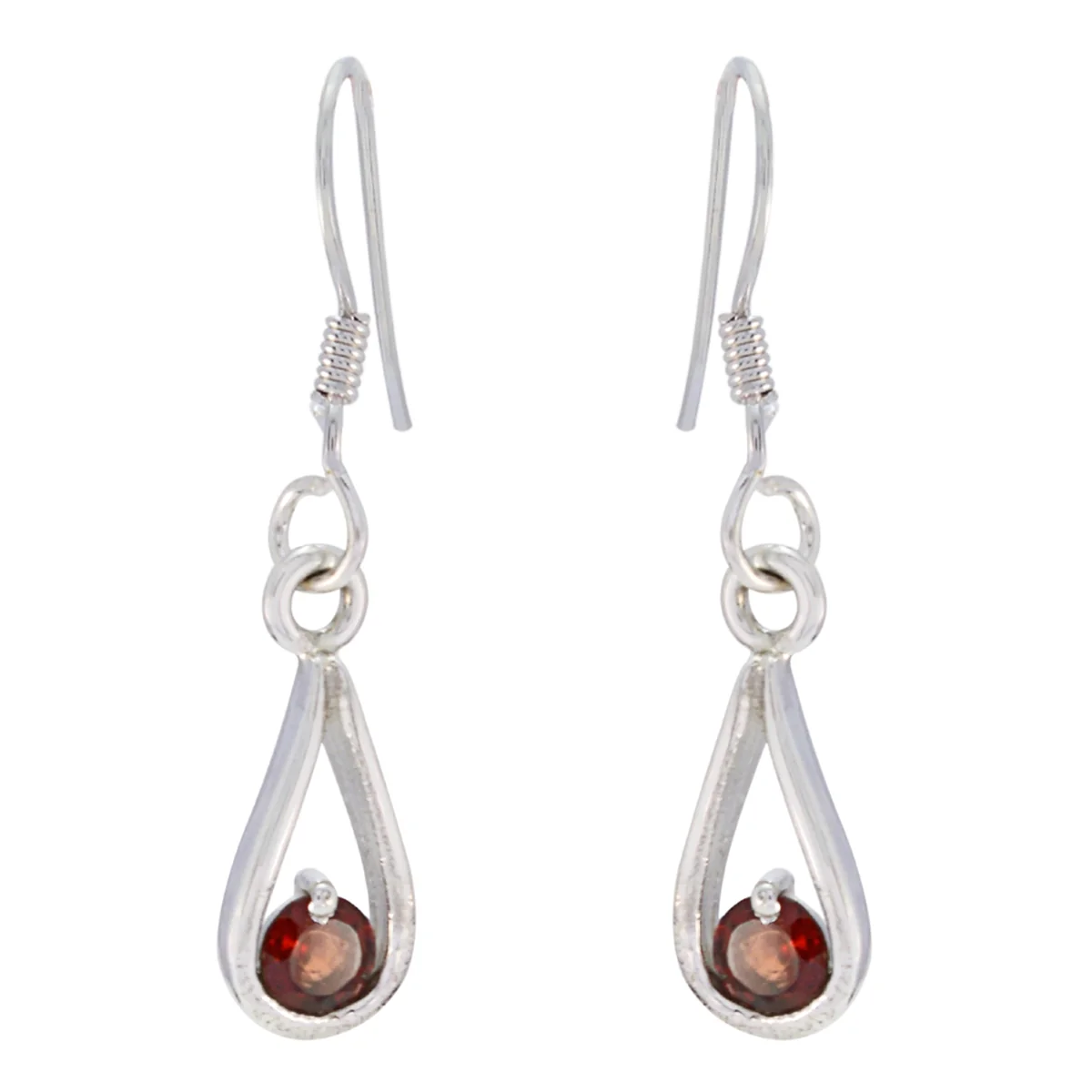 Garnet African Laura Solitaire Dangle Red 925 Sterling Silver Earring