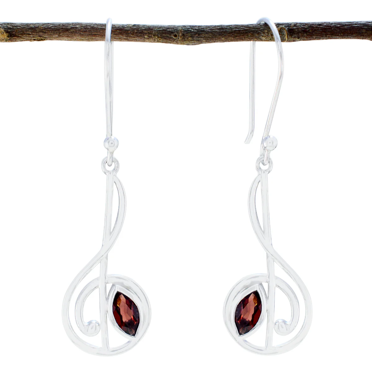 Garnet African Tereza Solitaire Dangle Red Silver Earring