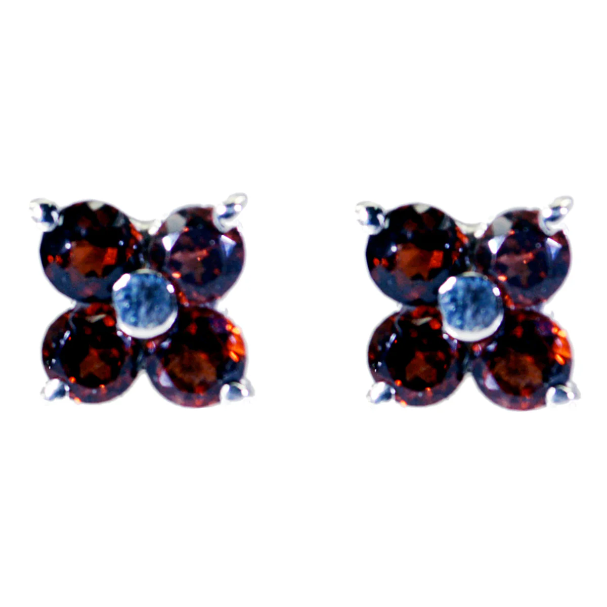 Garnet American Ivana multiple Stud Red Silver Earring - Image 2
