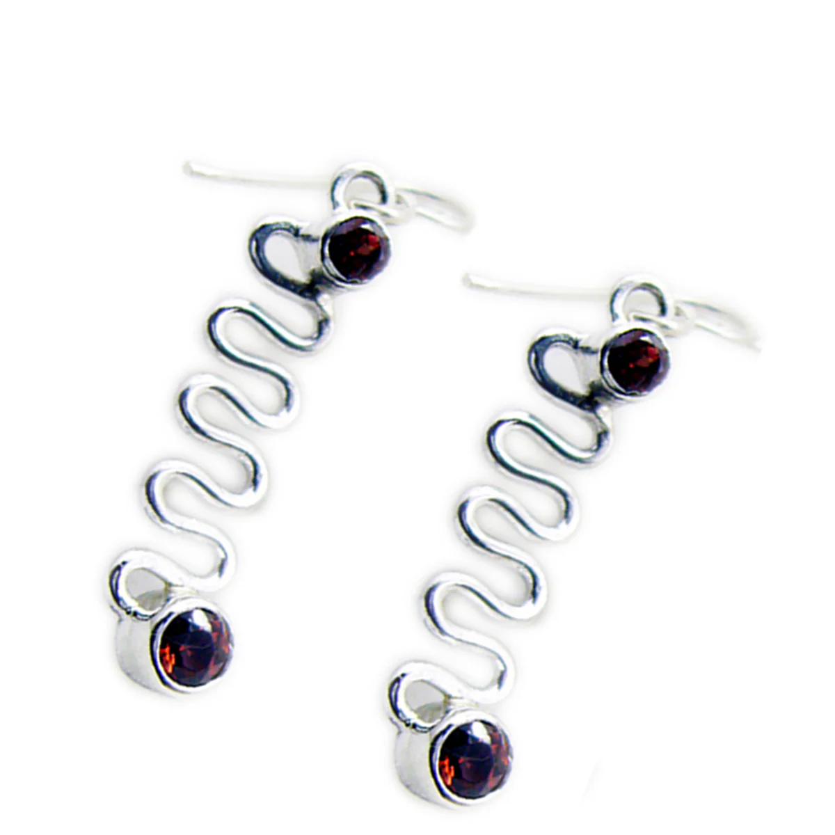 Garnet American Victoria multiple Dangle Red Silver Earring - Image 2