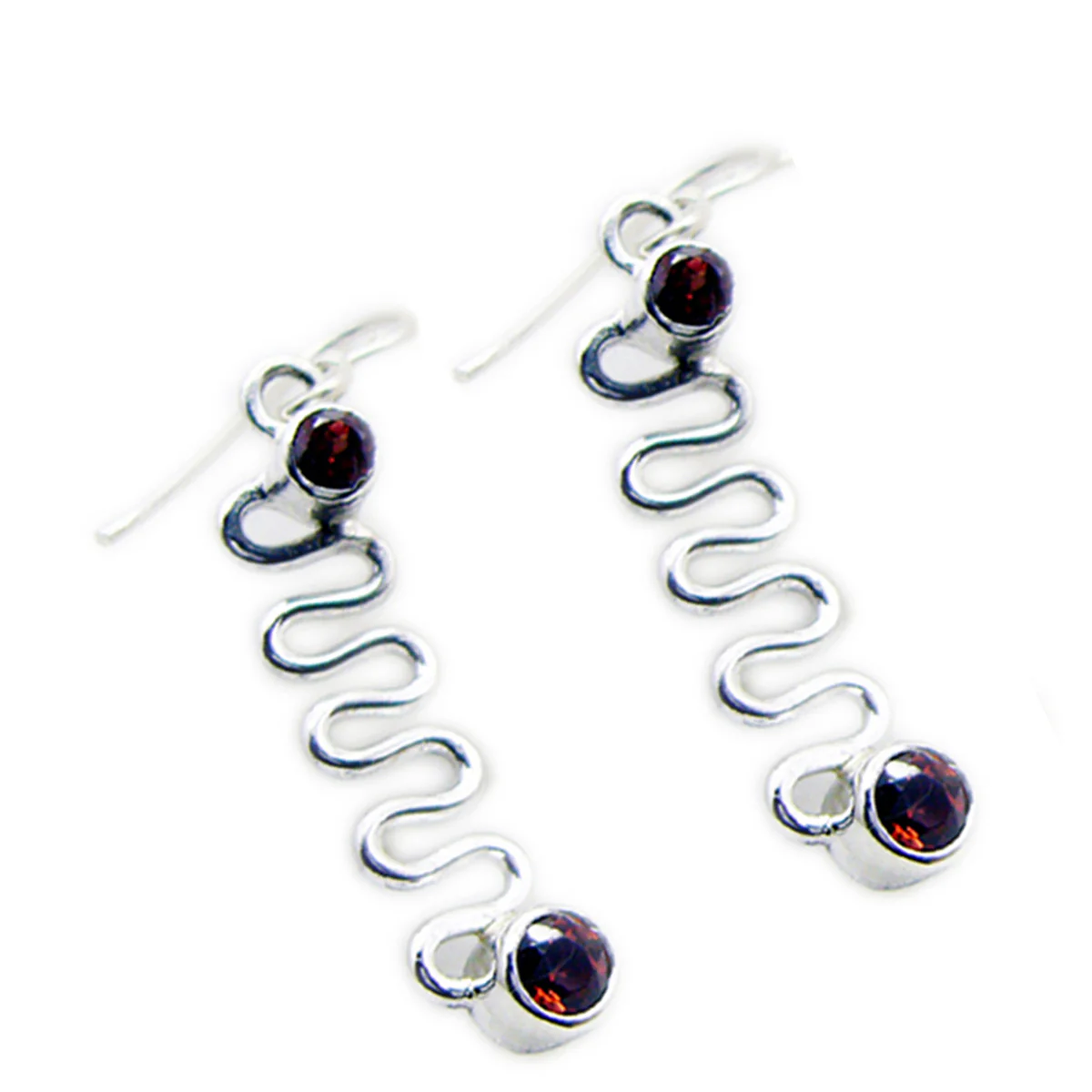 Garnet American Victoria multiple Dangle Red Silver Earring - Image 3