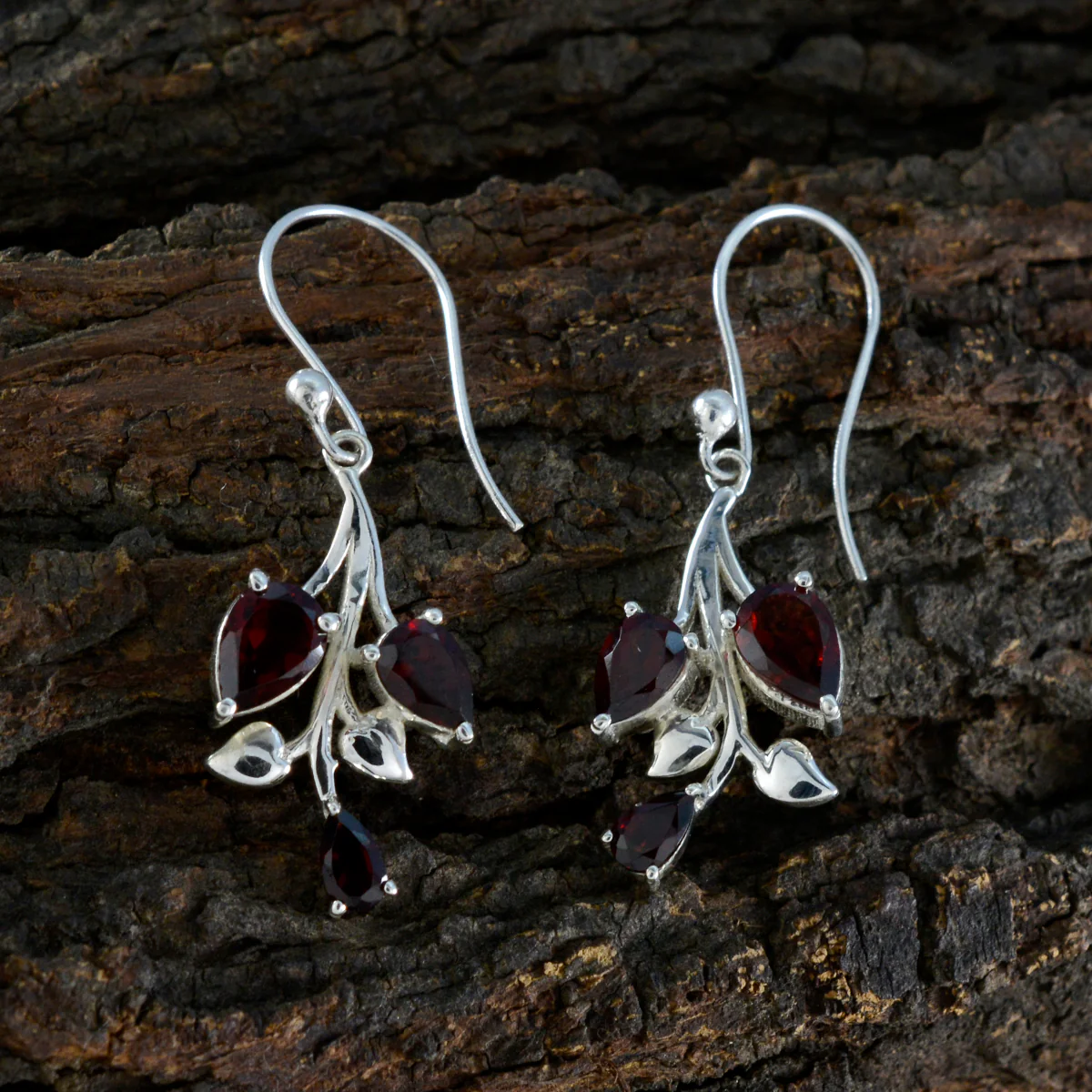 Garnet Australian Camila Trilogy Dangle Red 925 Sterling Silver Earring - Image 3