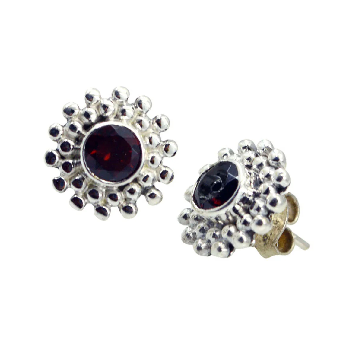 Garnet Australian Eun-ji Solitaire Stud Red 925 Sterling Silver Earring - Image 2