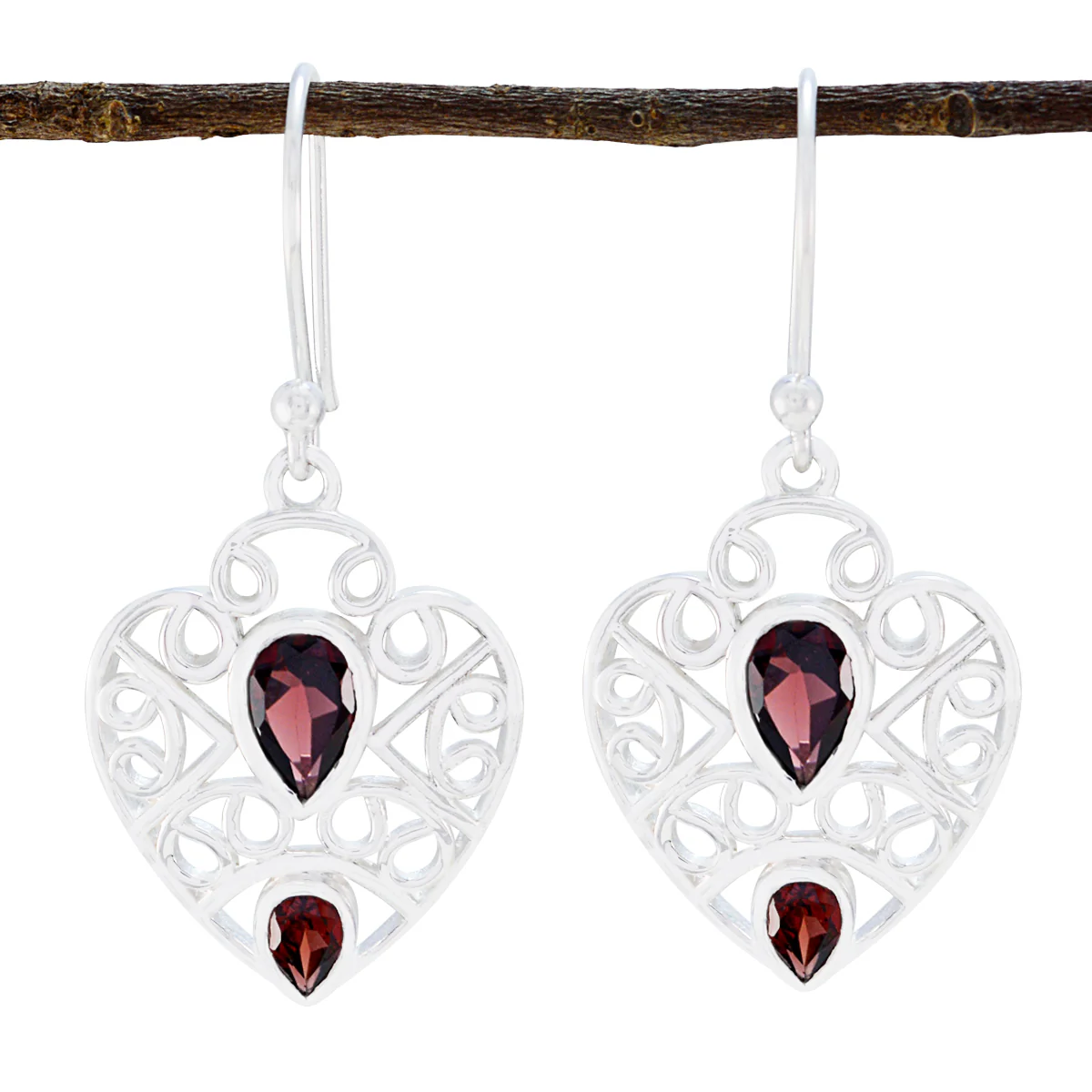 Garnet Australian Florencia multiple Dangle Red 92.5 Silver Earring