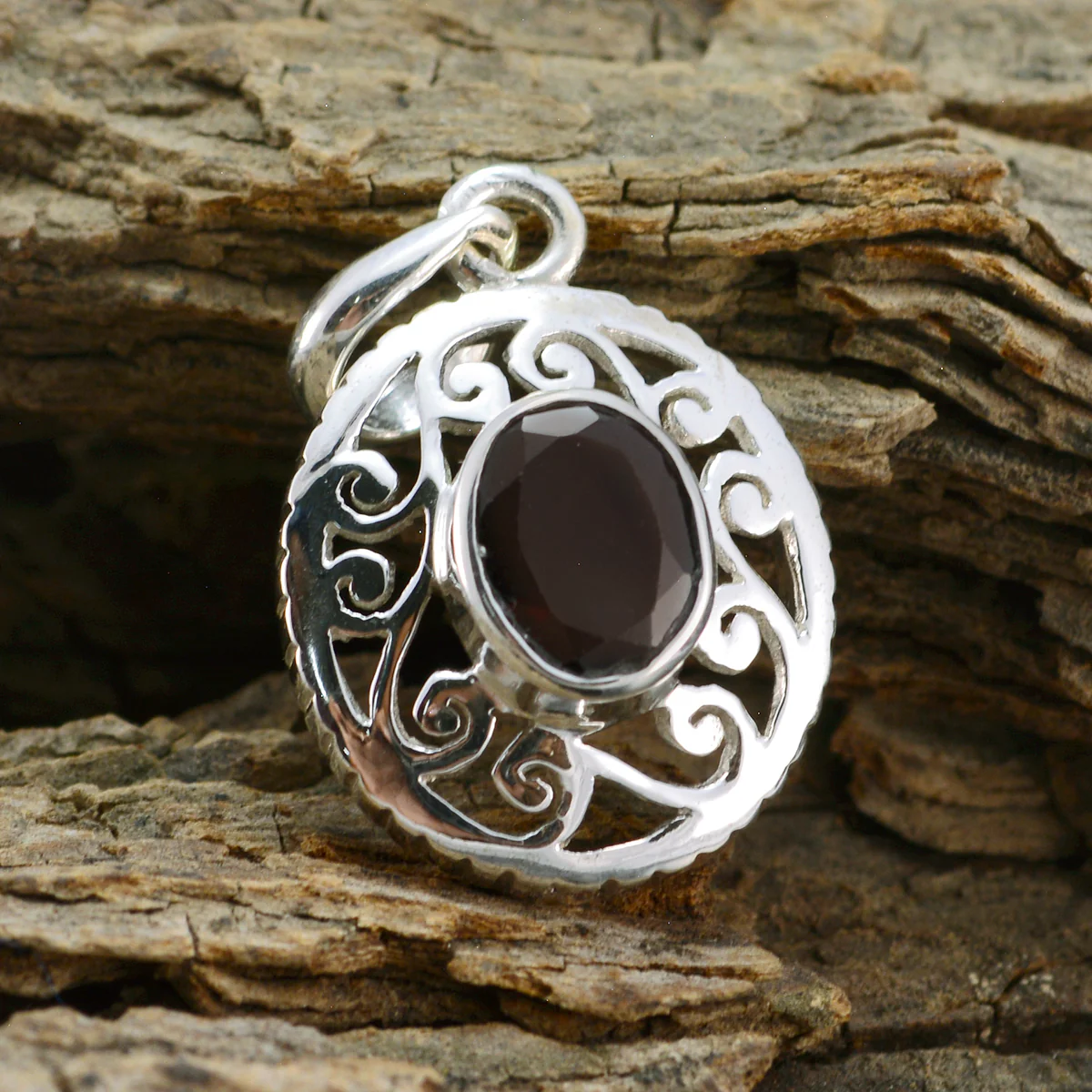 Garnet Classic French Silver Solitaire Lili Victorian Red Pendant Jewelry - Image 2