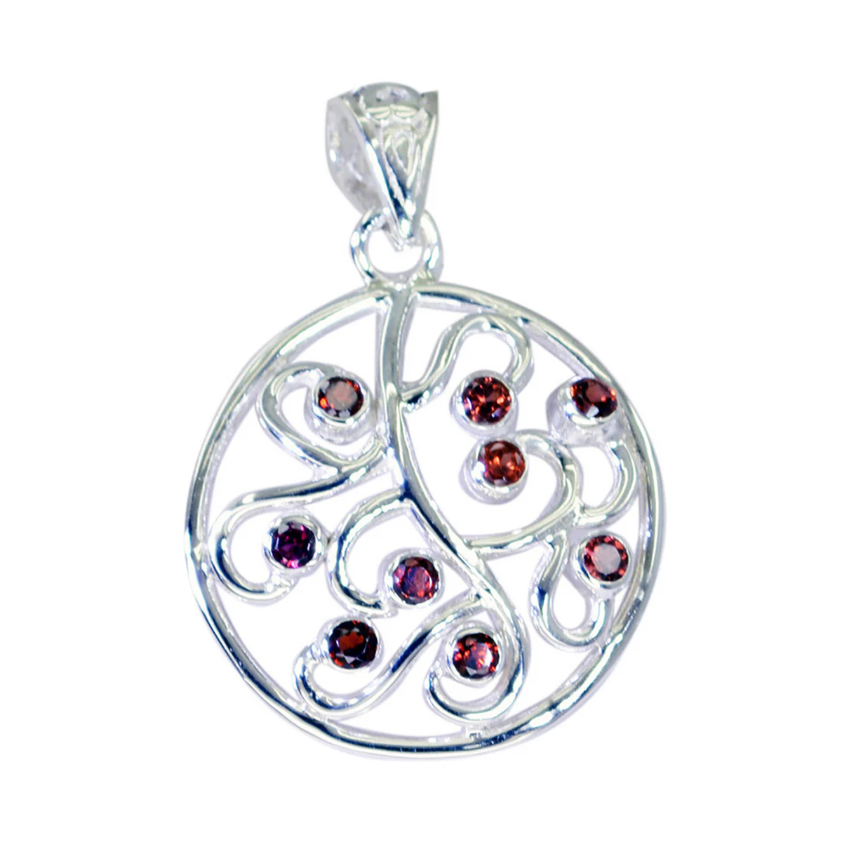 Garnet Classic Russian Sterling Silver multiple Josephine Cocktail Red Pendant Jewellery - Image 2