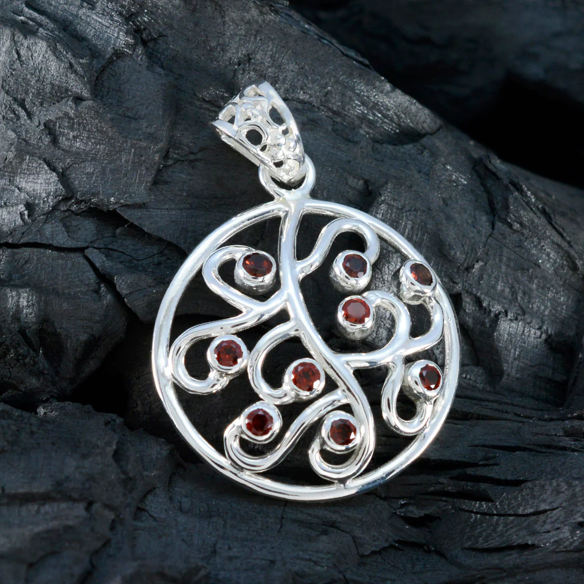 Garnet Classic Russian Sterling Silver multiple Josephine Cocktail Red Pendant Jewellery - Image 4