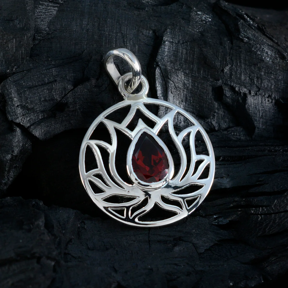 Garnet Dainty Italian Sterling Silver Solitaire Camila Rope-Wire Red Pendant Jewellery - Image 3