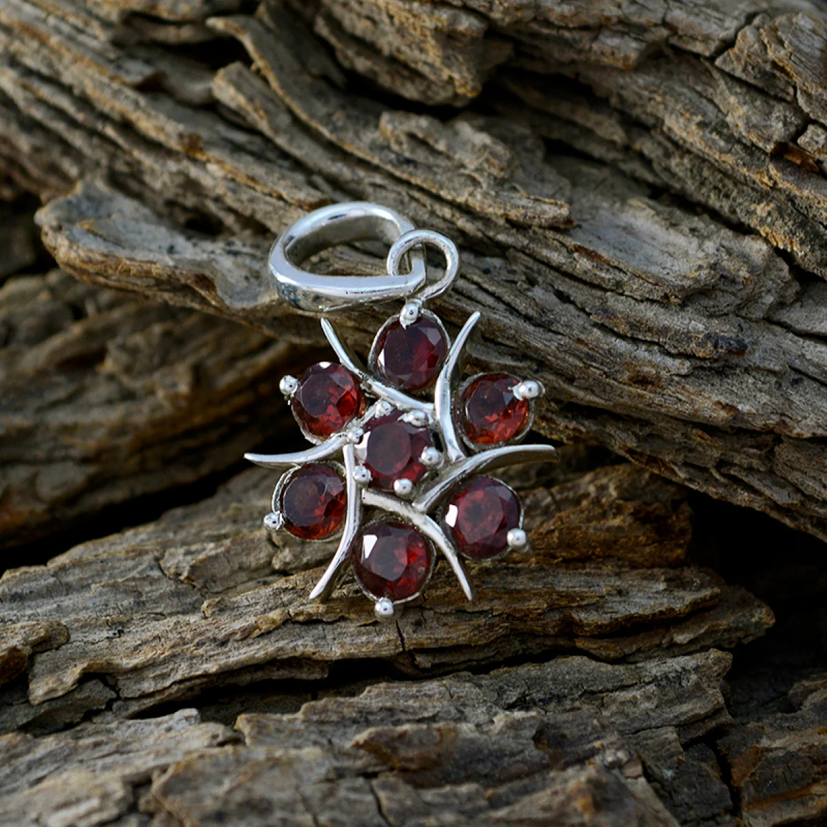 Garnet Delicate Mexican 92.5 Silver Hepta Valentina Trendy Red Pendant Jewellery - Image 2