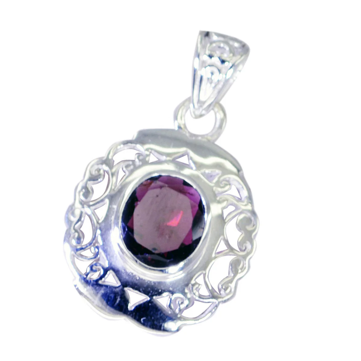 Garnet Edgy Italian 925 Silver Solitaire Elena antique Red Pendant Jewelry - Image 3