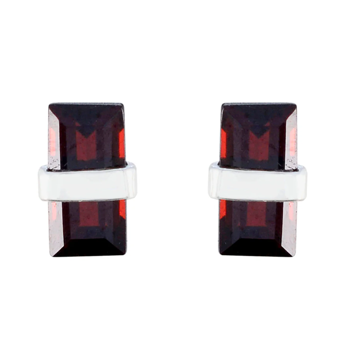 Garnet Egyptian Agustina Solitaire Stud Red Silver Earring