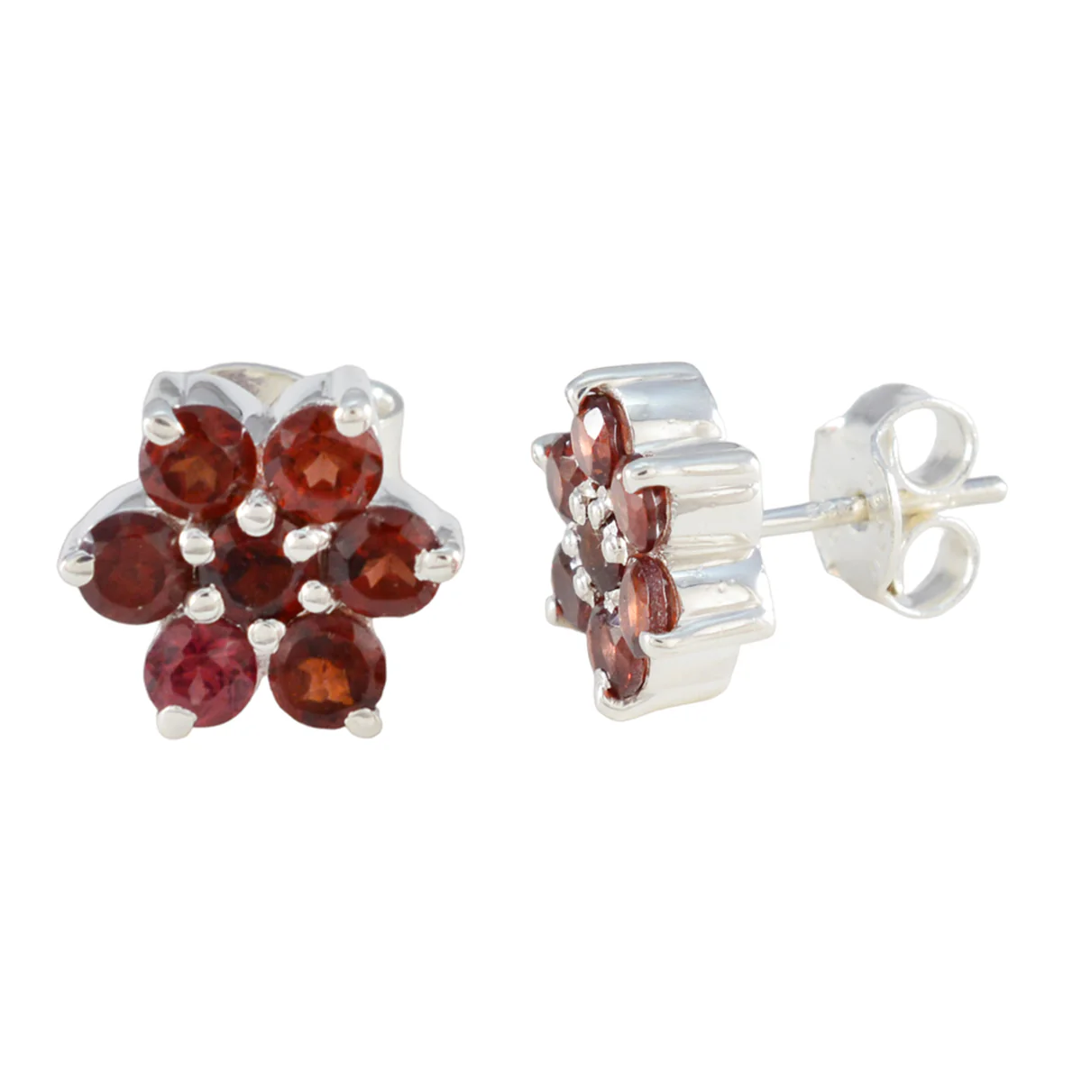 Garnet Egyptian Valentina multiple Stud Red 925 Sterling Silver Earring - Image 2
