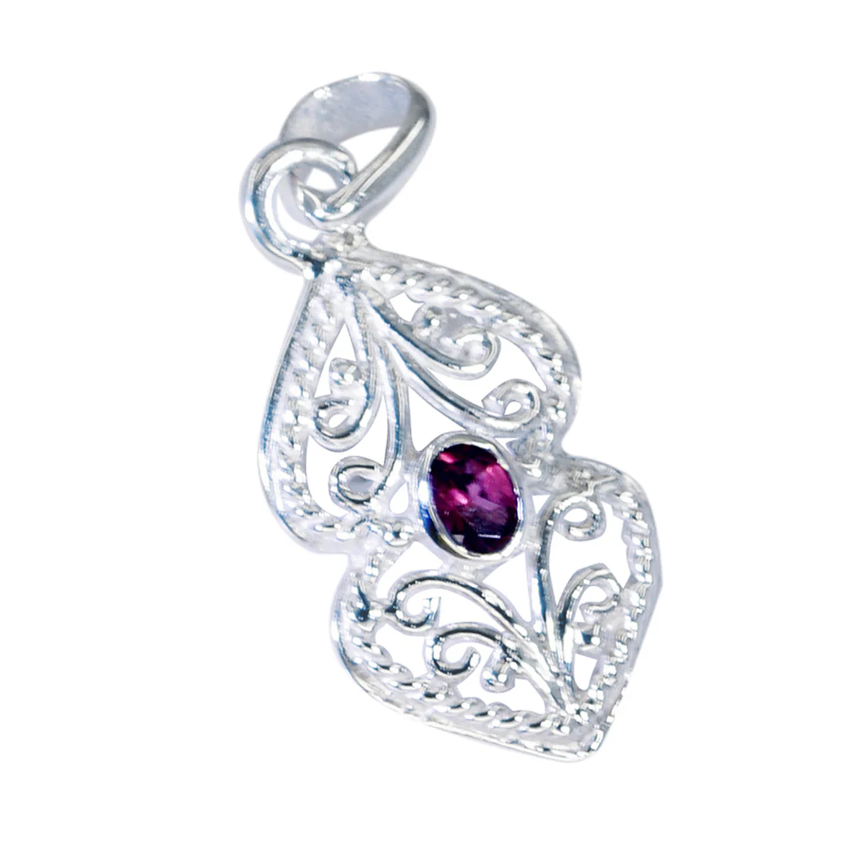 Garnet Featherlight German Sterling Silver Solitaire Inès Geometric Red Pendant Jewellery - Image 2