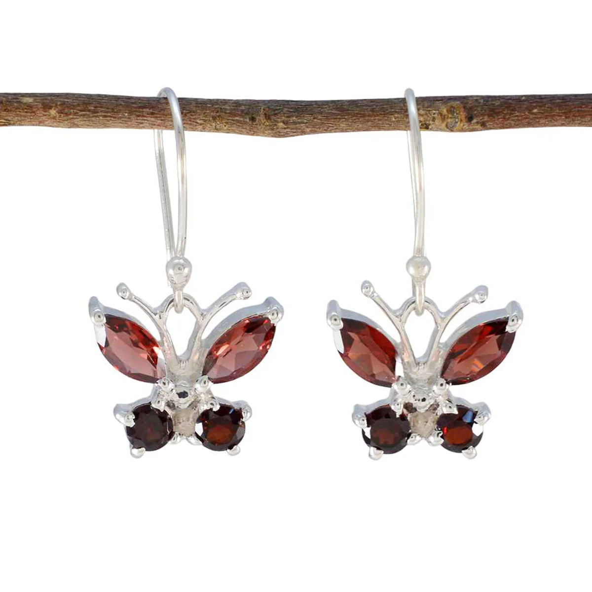 Garnet French Evelyn multiple Dangle Red 925 Silver Earring
