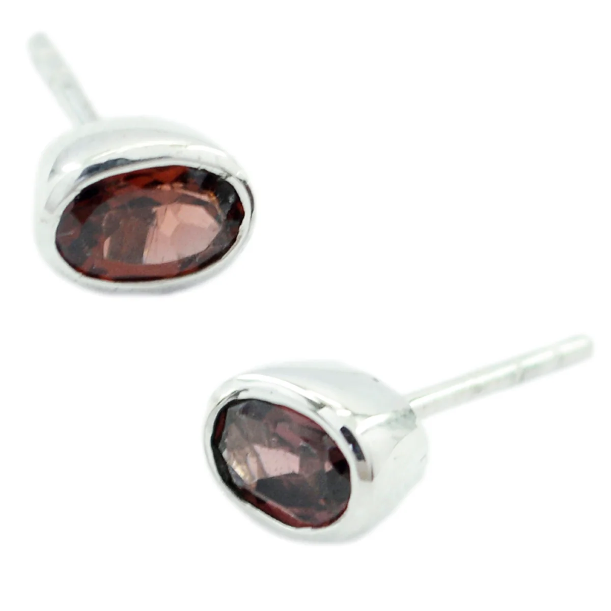 Garnet French Haruka Solitaire Stud Red 92.5 Silver Earring - Image 3