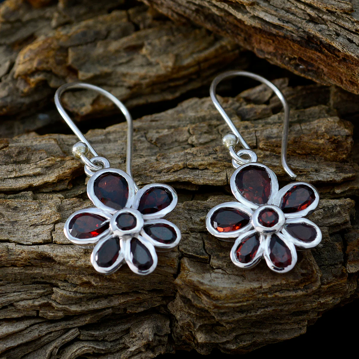 Garnet French Li Lee multiple Dangle Red 925 Sterling Silver Earring - Image 3