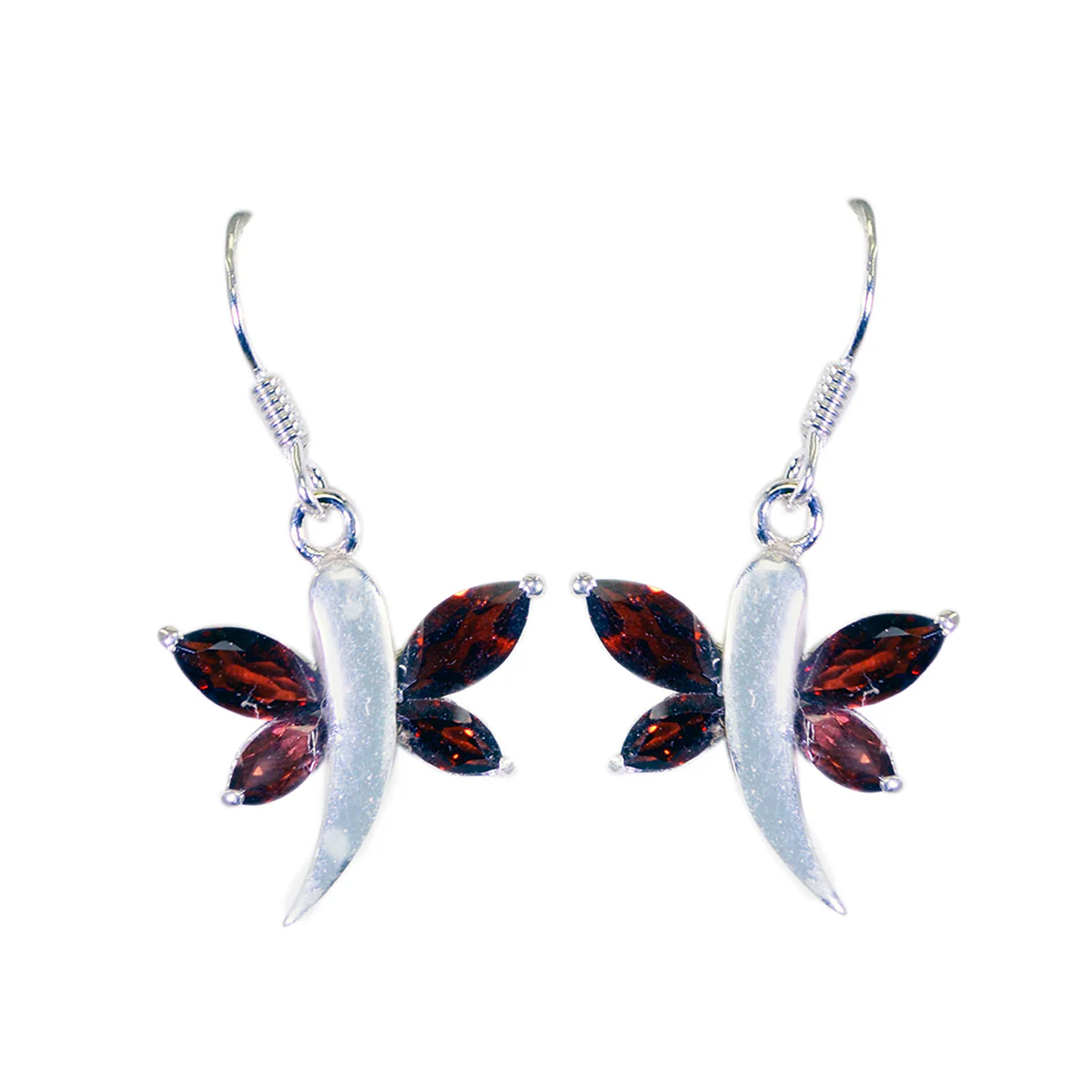 Garnet French Victoria multiple Dangle Red 92.5 Silver Earring