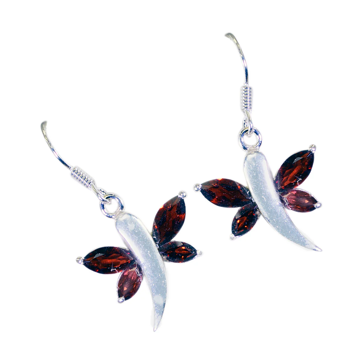 Garnet French Victoria multiple Dangle Red 92.5 Silver Earring - Image 3
