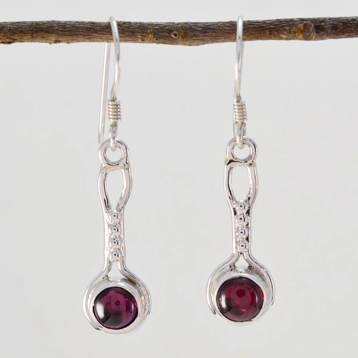 Garnet German Agnes multiple Dangle Red 925 Silver Earring - Image 2