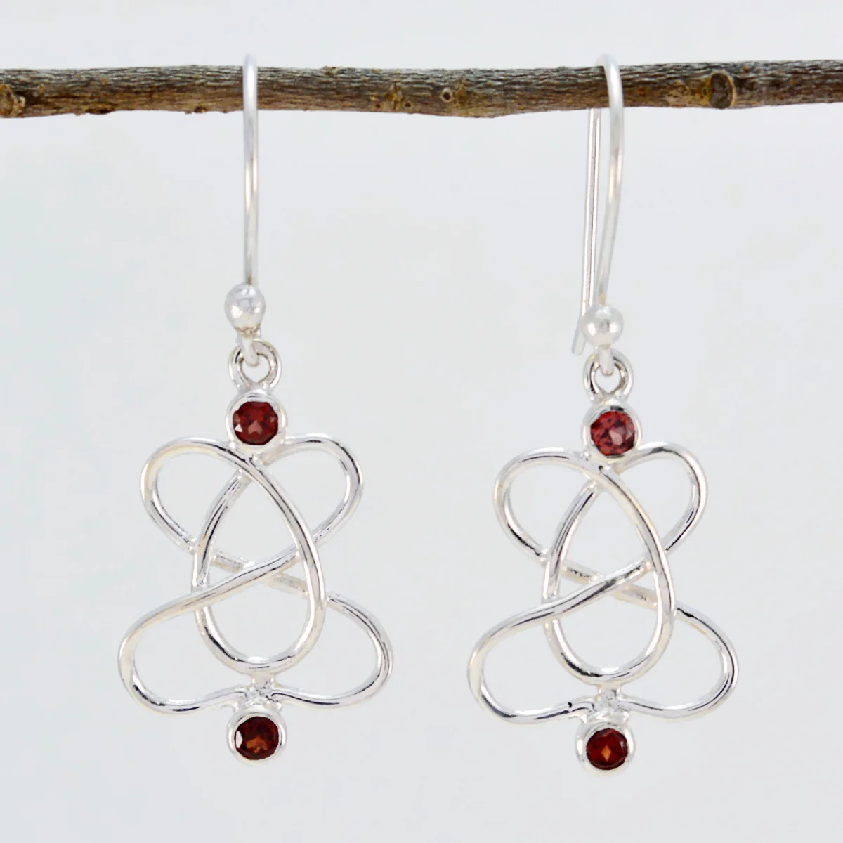Garnet German Wen multiple Dangle Red Sterling Silver Earring - Image 2
