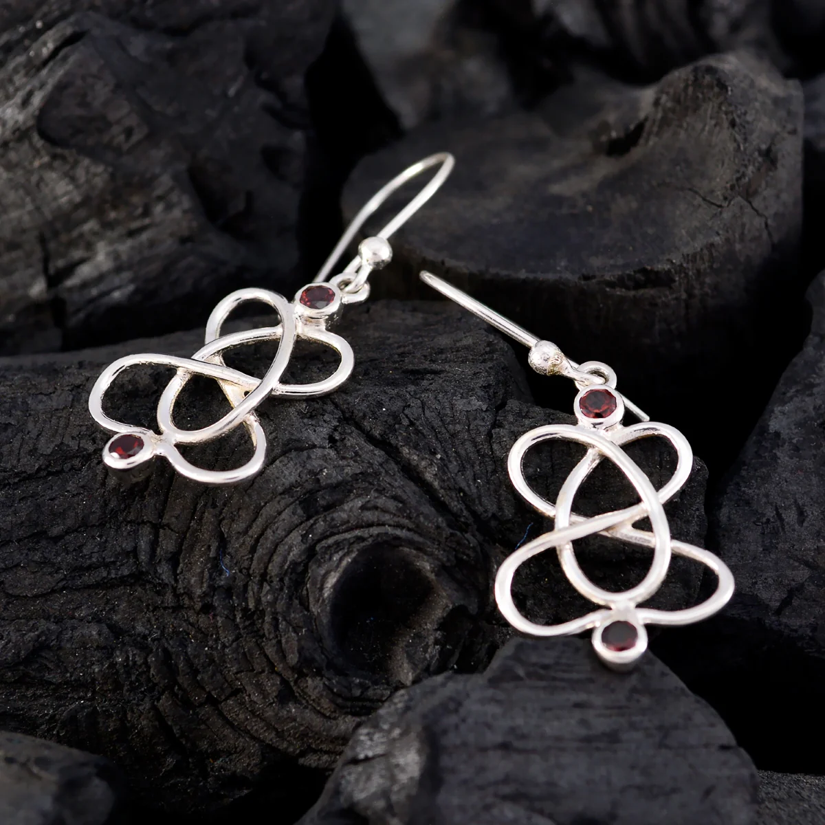 Garnet German Wen multiple Dangle Red Sterling Silver Earring - Image 4
