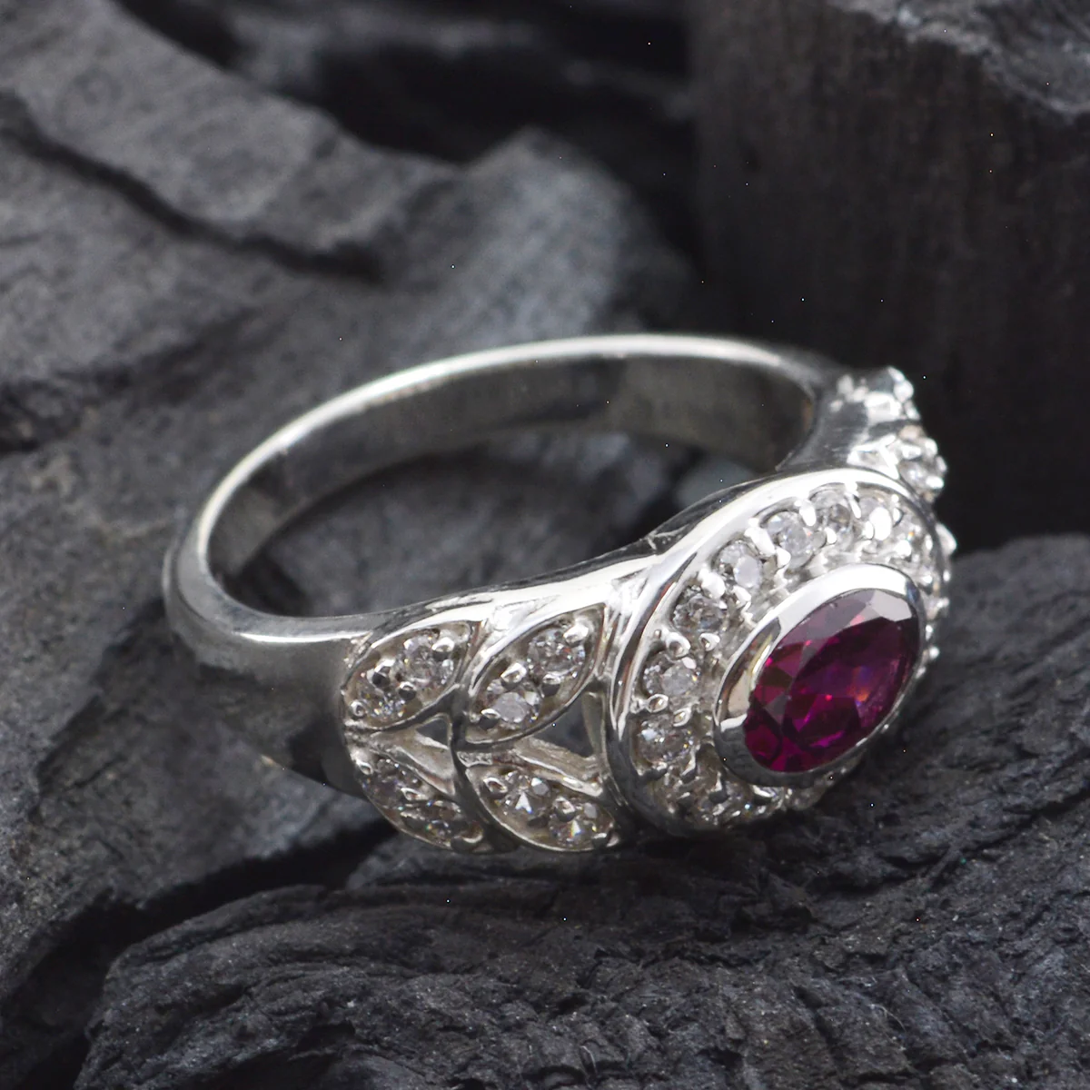 Garnet Halo African 925 Silver Red Gems Classic Contemporary Ring Jewelry - Image 5