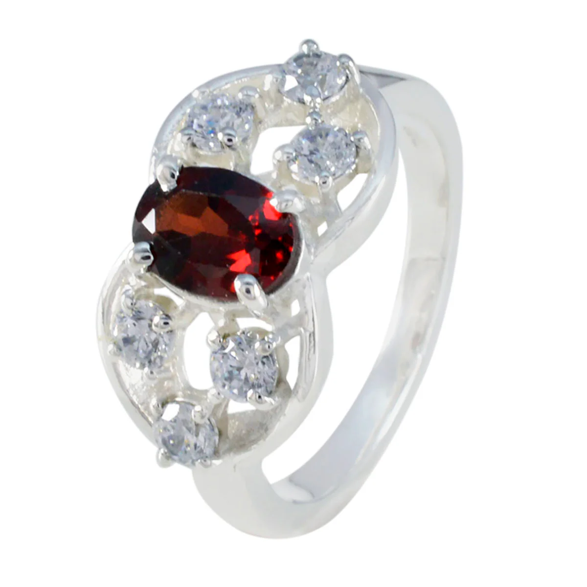 Garnet Halo Indian Sterling Silver Red Gemstones Tiny Fairytale Ring Jewelry - Image 2