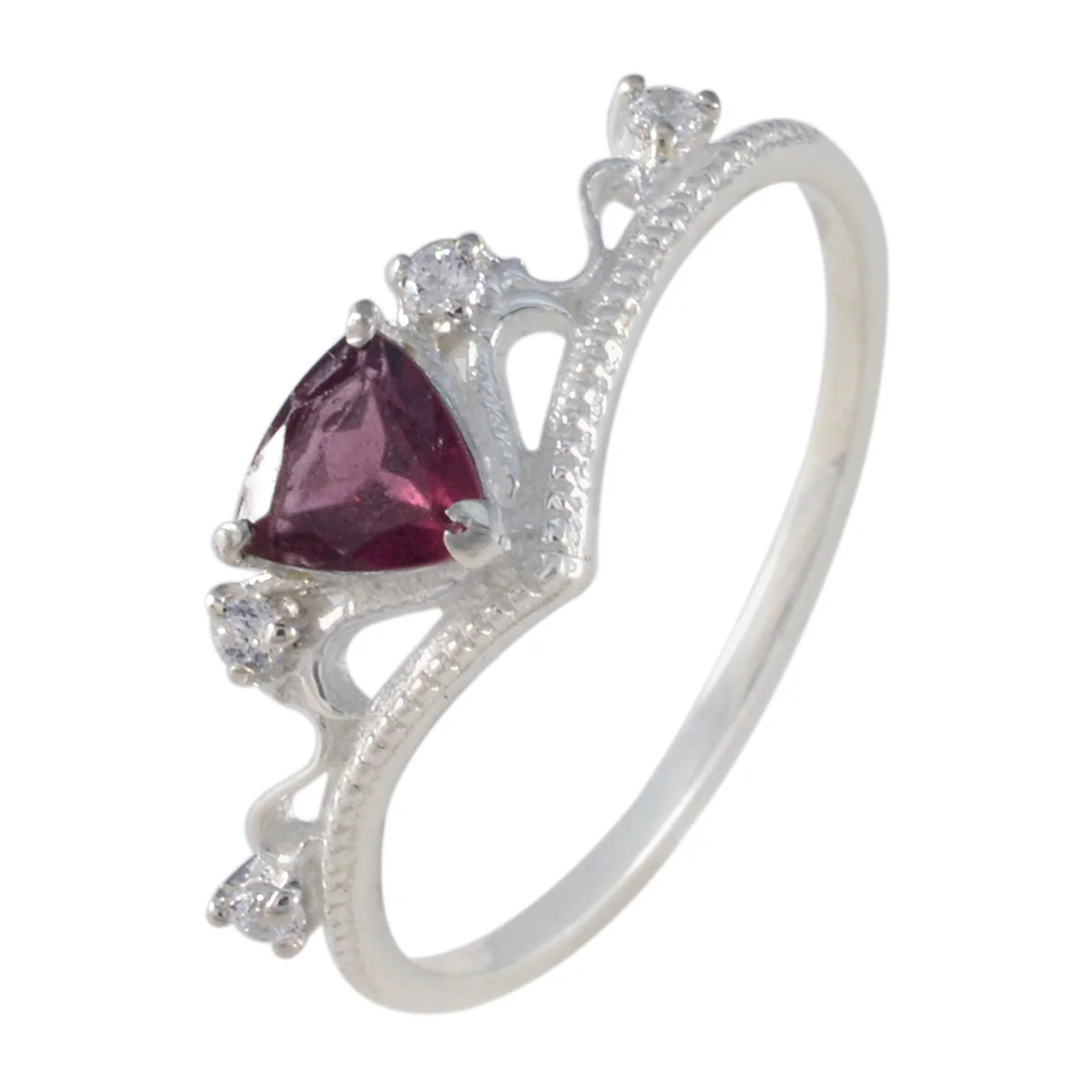 Garnet Halo Turkish 92.5 Silver Red Gemstone Elegant Sophisticated Ring Jewelry - Image 2
