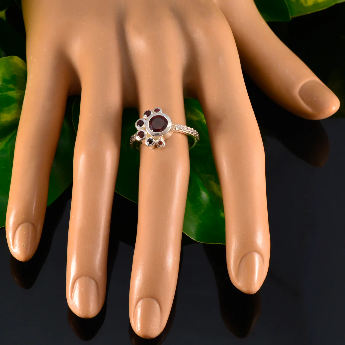 Garnet Hepta Korean 92.5 Silver Red Gemstones Whisper-thin Graceful Ring Jewellery - Image 5